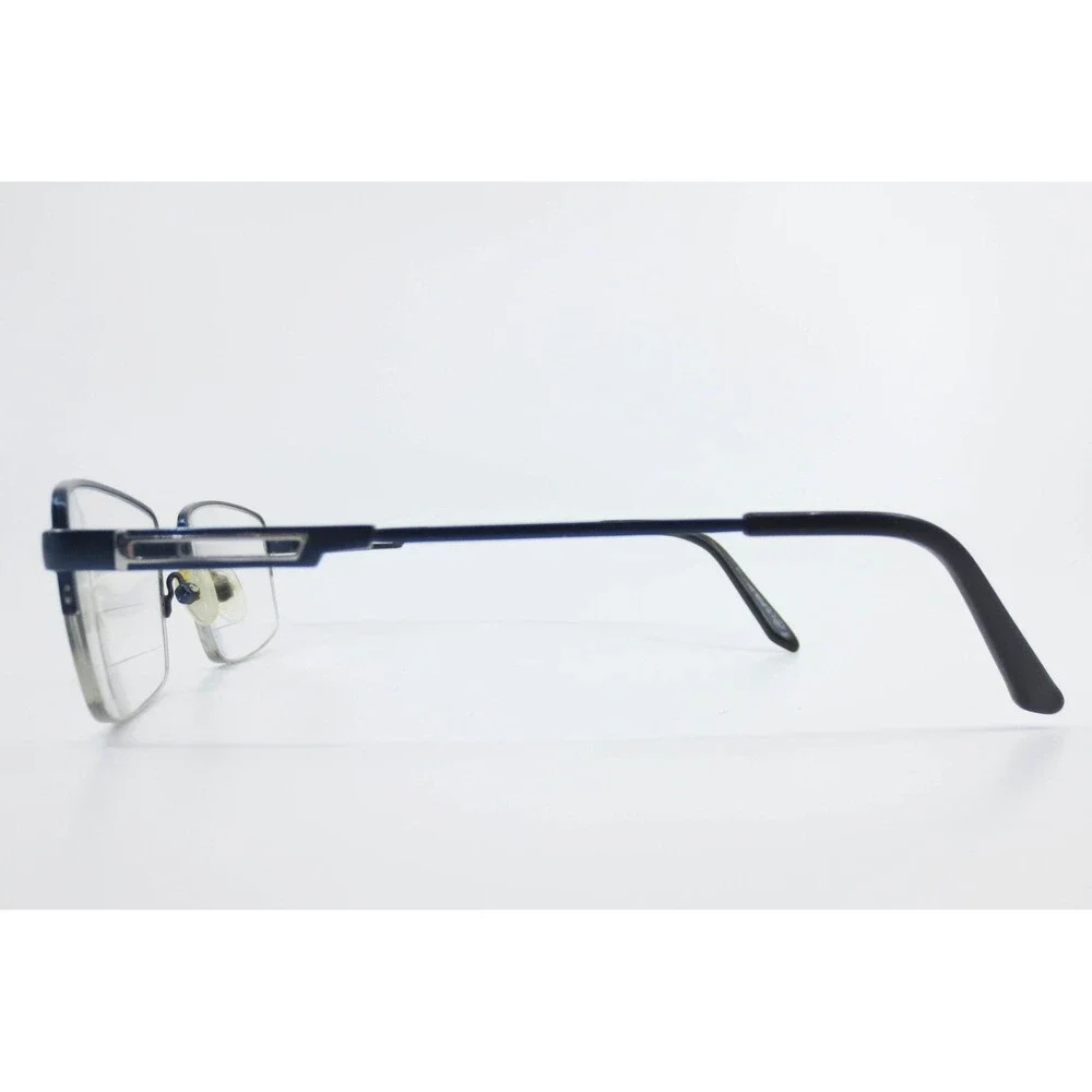 Bulova Twist Titanium Lakewood Navy Blue Rectangular Semi-Rimless Eyeglasses